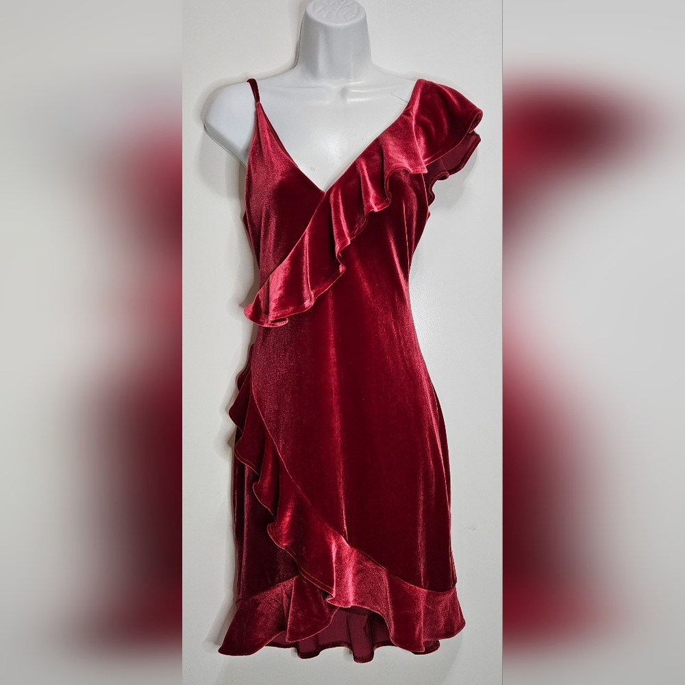 EXPRESS VELVET RUFFLE DRESS
